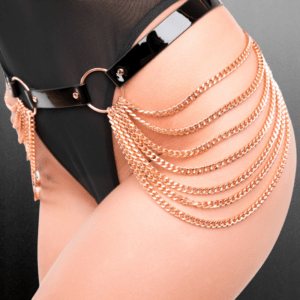 High Gloss Chain Belt Black/Rose Gold